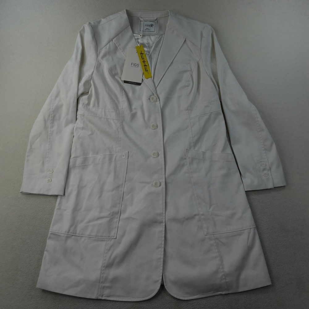 FIGS Aurora Lab Coat Womens Large White Long Sleeve Medical Doctor Pockets NWT